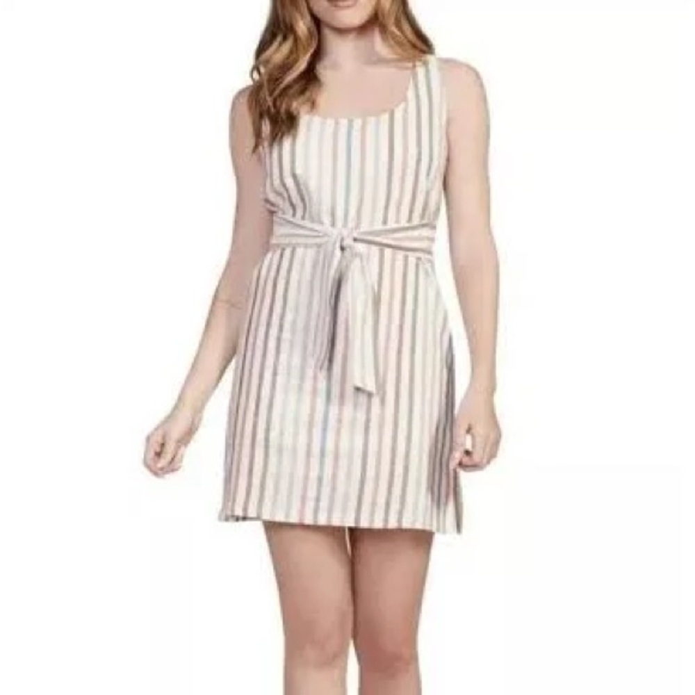BB Dakota Beige and White Striped Mini Dress